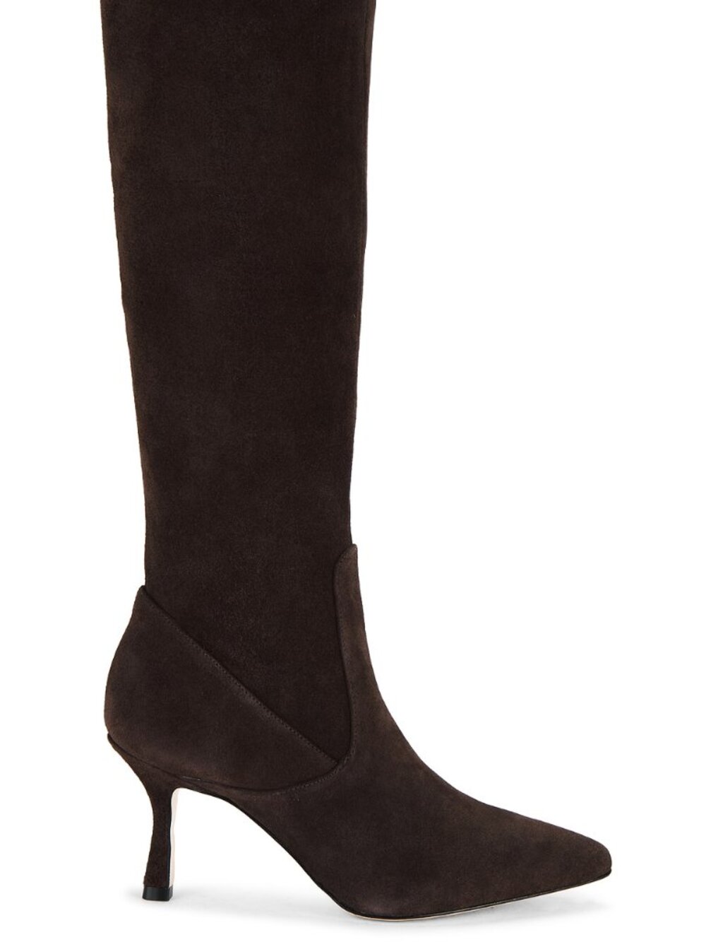 L'AGENCE Marya Boot in Dark Brown Suede knee high heeled boots